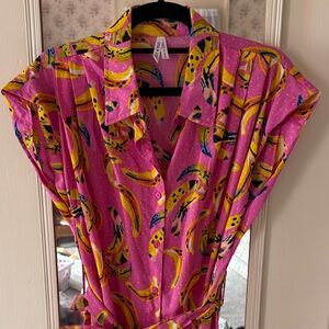 Vibrant Pink Banana Print Dress